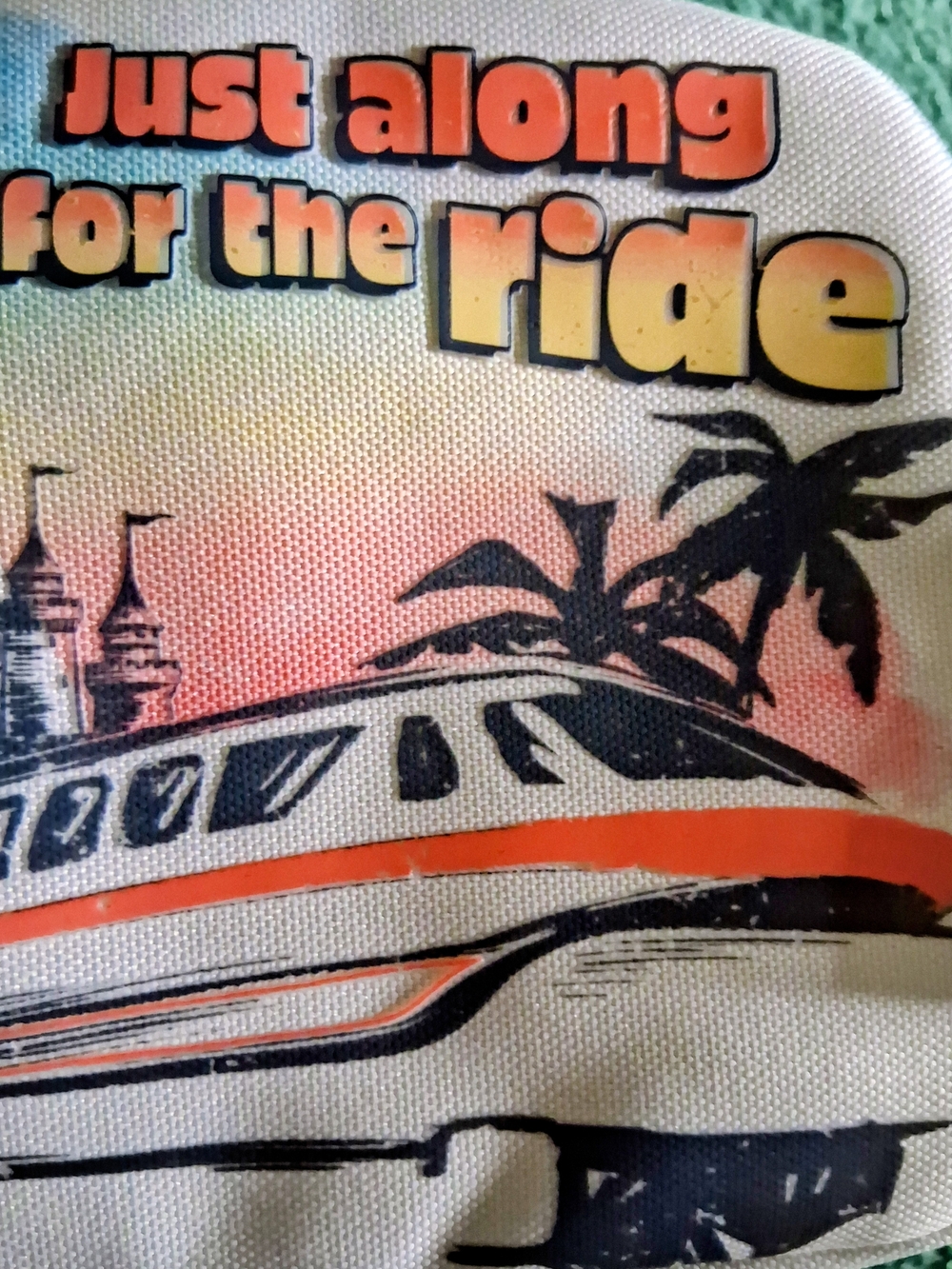 Just Along for the Ride Monorail Graphic Crossbody Bag - White & Orange - Picture 2 of 13
